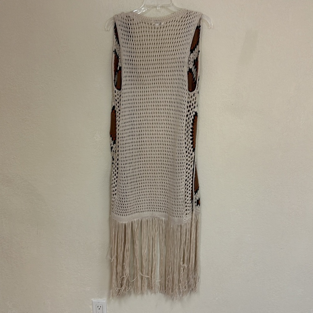 Umgee womans vegan leather boho patchwork fringe vest size S - Picture 5 of 5